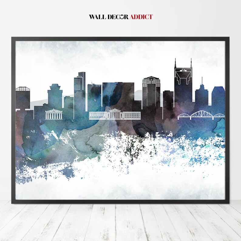 Nashville Print Skyline Nashville Poster Nashville Wall Etsy