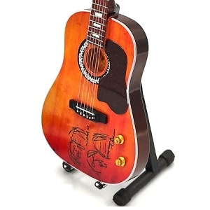 BEATLES JOHN LENNON Mini Acoustic Sketch Gitarre Erinnerungsstücke Free Stand Geschenk