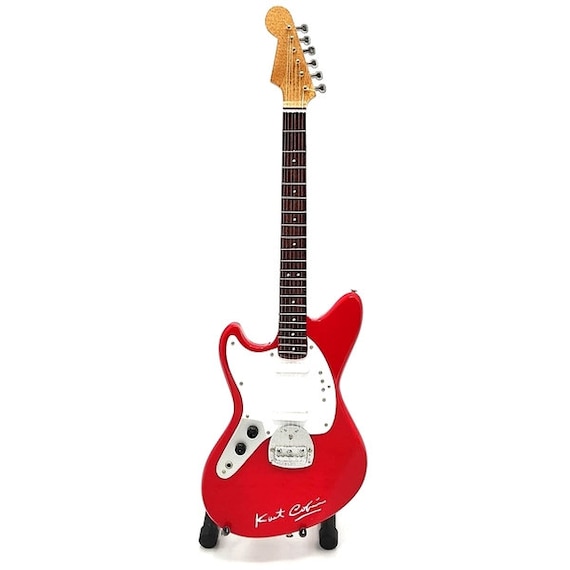 NIRVANA KURT COBAIN Mini Red Guitar With Free Stand Display Gift
