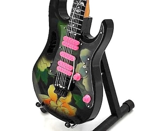 Mini guitarra de flores STEVE VAI con soporte para exhibición de regalo