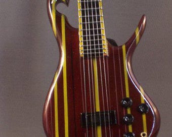 PRIMUS LES CLAYPOOL Mini Rainbow Bass Guitar Memorabilia Free Stand Gift