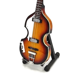 PAUL McCARTNEY BEATLES Mini Violin Guitar Memorabilia Sunburst Bass Free Stand GIFT