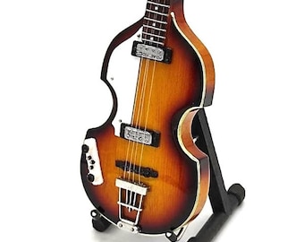 PAUL McCARTNEY BEATLES Mini violín guitarra recuerdos Sunburst bajo soporte gratuito REGALO