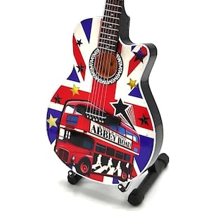 BEATLES ABBEY ROAD Mini Acoustic Guitar Memorabilia Free Stand Gift