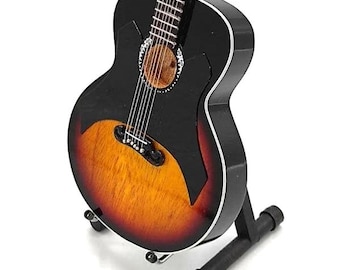 JOHNNY CASH Mini Acoustic Sunburst Guitar Memorabilia Free Stand Gift