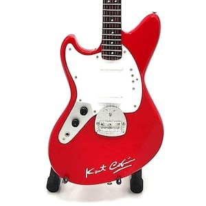 NIRVANA KURT COBAIN Mini Red Guitar with Stand Display Gift Art