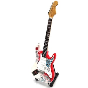 JIMI HENDRIX Monterey Pop Mini Guitar and Stand Display Gift