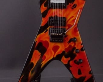 DIMEBAG DARRELL PANTERA Mini Flames Guitar Memorabilia Free Stand Gift Art