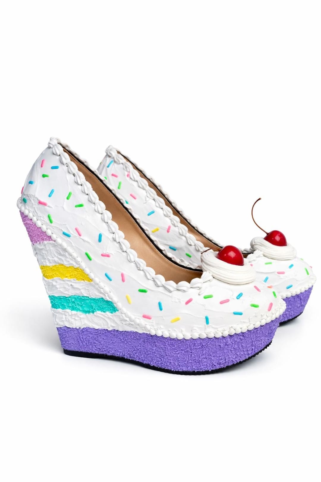 Custom Handmade Cake Wedge Heels: Rainbow Sprinkles - Etsy