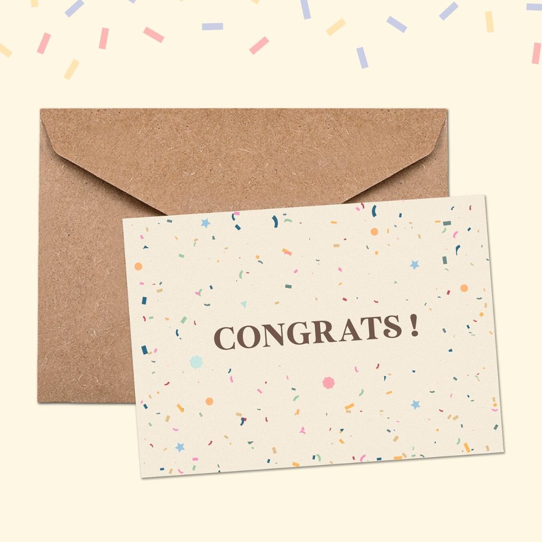 Printable Congrats Greeting Card | Confetti Design (digital Download ...