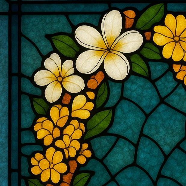 プアケニケニ プルメリアレイ ステンドグラス模様 窓用花 DIY 初心者