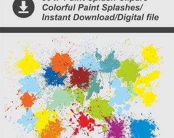 99 x  Paint Splash Clipart/ Colorful Paint Splashes/ Instant Download/Digital file