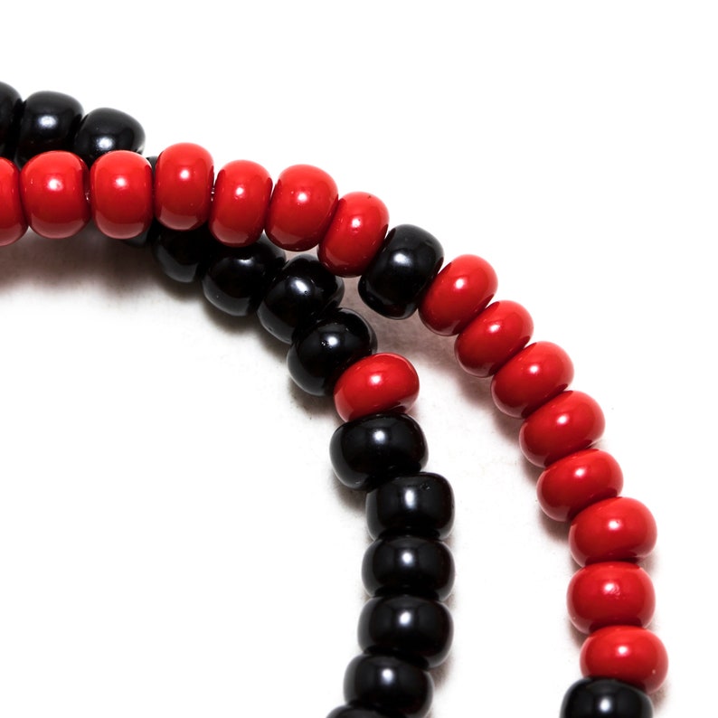 Red And Black Bead Bracelet Set Etsy