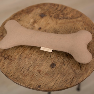 Organic wool fabric toy bone for dogs handmade beige new puppy gift bone non-toxic chew play toy