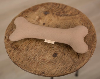 Zabawka z organicznej wełny w kształcie kości dla psów, ręcznie robiona, beżowa, prezent dla nowego szczeniaka, kość, nietoksyczna, zabawka do żucia