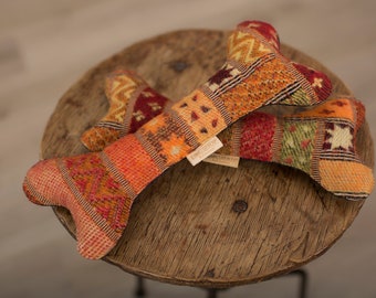 Piękna pluszowa wełniana zabawka w kształcie kości dla psa/ wełniane zabawki dla zwierząt/ stylowa zabawka dla psa/ organiczne pluszowe zabawki dla zwierząt/ prezent świąteczny dla szczeniaka