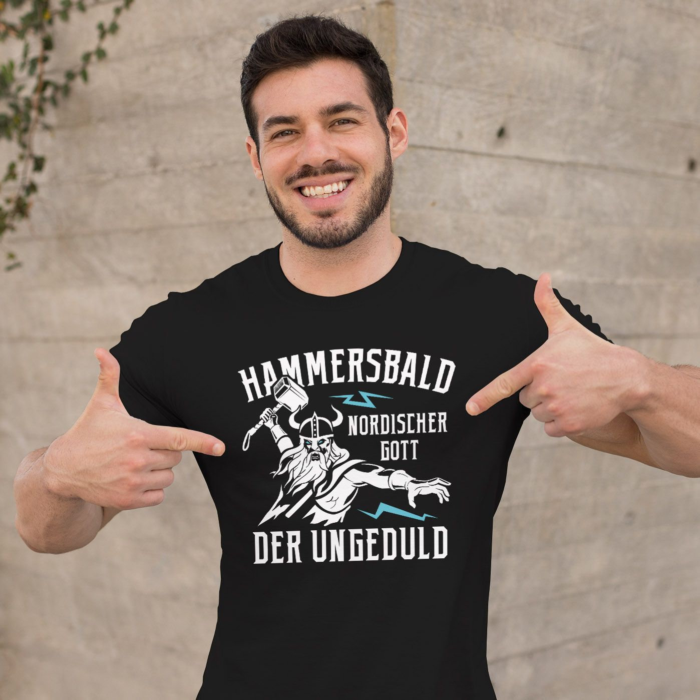 T-shirt Uomo Taglie Grandi 8XL T-shirt Con Stampa 'Hammersbald, Dio Nordico Dell'impazienza' - Taglie Da M A 8XL, Tema Vichingo/Thor Maglietta Vichingo Design Humor Taglie Grandi