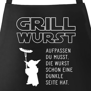 Grill apron for men with saying Grill sausage You have to, the sausage already has a dark side Kitchen apron Moonworks®