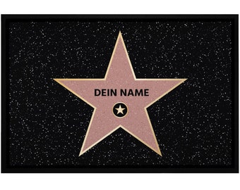 personalized doormat with name Walk of Fame Hollywood star customizable gift non-slip & washable Moonworks®