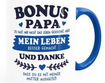 Kaffee-Tasse Geschenk Bonus-Mama | Bonus Papa Stiefmutter | Stiefvater zum Muttertag | Vatertag Spruch Moonworks®