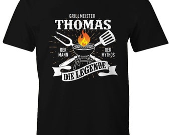 Men&#39;s T-Shirt Grill Shirt Customizable Grill Master [Desired Name] the Man, the Myth, the Legend BBQ Gift Moonworks®