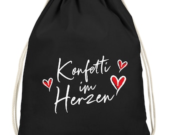 Turnbeutel Fasching Karneval Spruch lustig #Konfetti im Herzen Faschingsartikel Tasche Gymbag Moonworks®