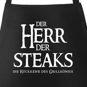 Grill apron for men with saying The Lord of the Steaks the return of the grill king Moonworks®