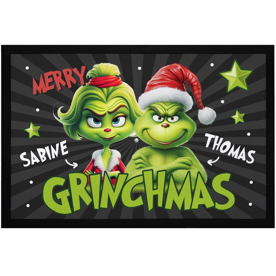 Doormat Christmas Grinch Customizable Desired Name Merry Etsy