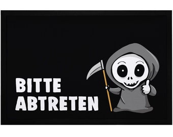 Fußmatte mit Spruch Bitte abtreten Sensemann lustiges Wortspiel rutschfest & waschbar Moonworks®