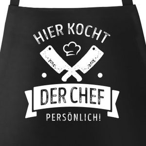 Grill apron Cooking apron for men with saying Here the chef personally cooks cotton apron Kitchen apron Moonworks®