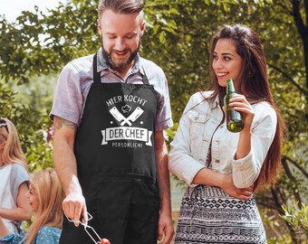 MoonWorks Grillschürze 'Hier Kocht Der Chef' – Baumwolle, Verstellbar, Mit Tasche