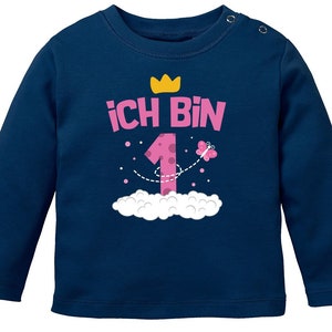 Baby Long Sleeve Shirt 1st Birthday I Am 1 Number Old Birthday Shirt Organic Cotton Girl MoonWorks®
