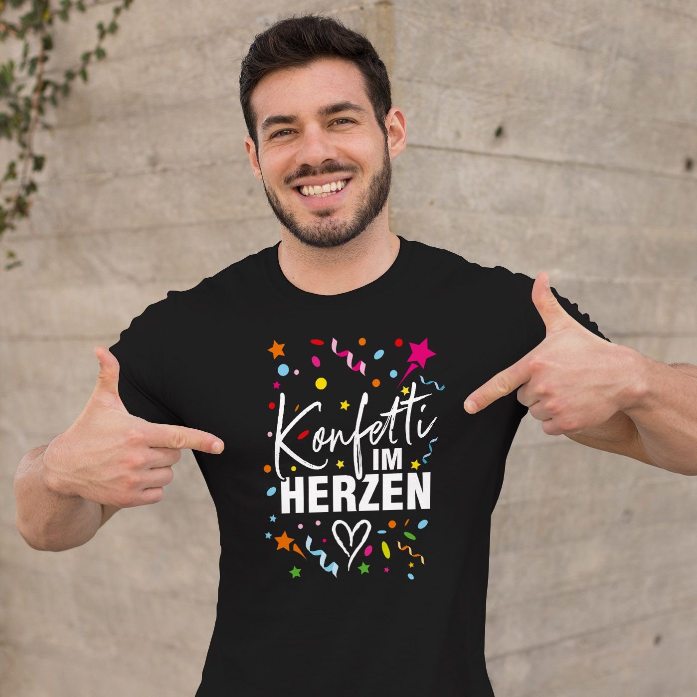 MoonWorks Damen T-Shirt \"Konfetti Im Herzen\" – Karneval & Fasching Funshirt, 100 % Baumwolle