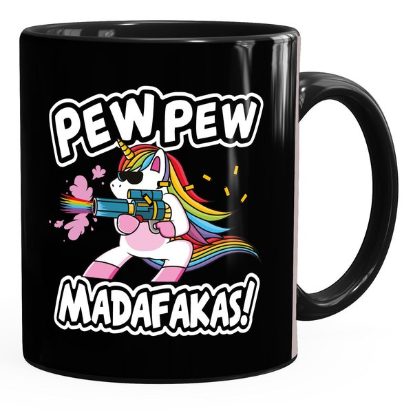 Kaffee-Tasse Pew Pew Madafakas böses Einhorn Regenbogen Unicorn MoonWorks®