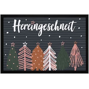 Doormat Christmas Winter Motif Snowed in Snowflakes Stars Non-slip & Washable Moonworks®