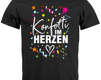 Camiseta para hombre Carnaval Confeti en el corazón Disfraz de repuesto Disfraces Hombre Camiseta divertida Moonworks®