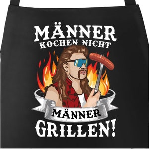 BBQ apron with funny saying men don&#39;t cook men grill Hillbilly cotton apron Moonworks®
