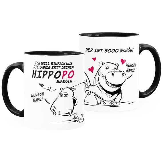 Moonworks Emaille-Tasse Personalisiert – Mit Spruch 'Ich Will Deinen Po Anfassen' & Wunschnamen – Lustiges Geschenk Für Paare