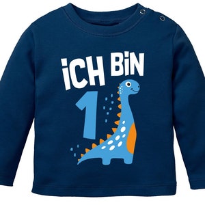 Baby Long Sleeve Shirt 1st Birthday Saying I am 1 Dinosaur Dino Birthday Shirt Organic Cotton Young MoonWorks®