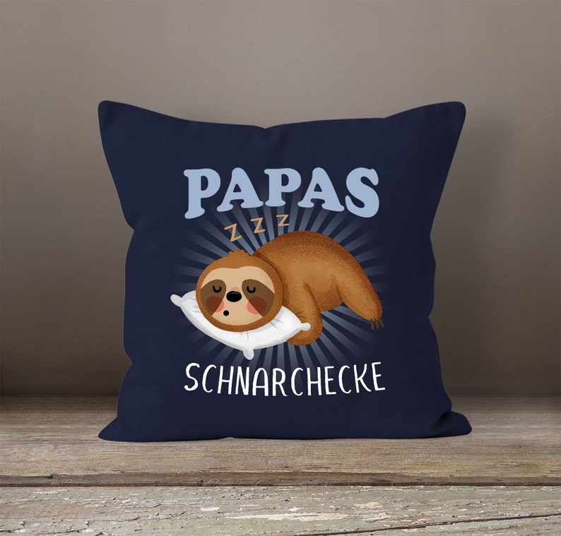 Kissen-Bezug Faultier Papas Schnarchecke lustiges Geschenk für Väter Papa von Tochter Sohn Moonworks® Bild 2