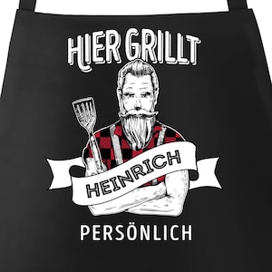 Grill apron for men with saying personalizable here own name grills personally grilling gift cotton apron kitchen apron