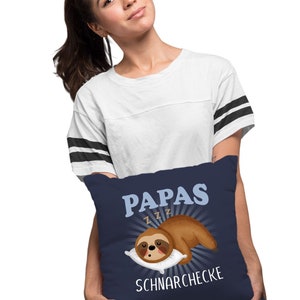 Kissen-Bezug Faultier Papas Schnarchecke lustiges Geschenk für Väter Papa von Tochter Sohn Moonworks® Bild 4