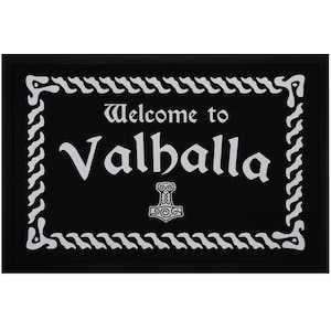 Doormat with slogan Welcome to Valhalla Welcome Norse mythology Odin Thor non-slip & washable Moonworks®