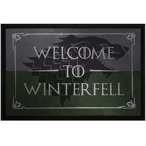 Doormat Saying Welcome to Winterfell Welcome Doormat Wolf Series Fan Fantasy Non-slip & Washable Moonworks®