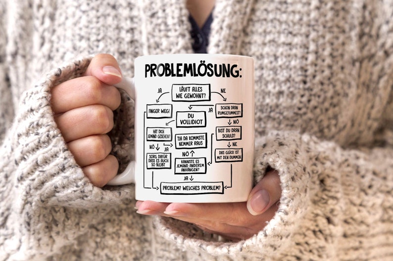 Kaffee-Tasse mit Spruch Arbeit Job Problemlösung Grafik Aufdruck Bürotasse lustige Kaffeebecher MoonWorks® Bild 6