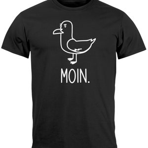 Men&#39;s T-Shirt Frontprint Moin Seagull Gift for Northern Lights Fun-Shirt Saying Funny Hamburg Moonworks®
