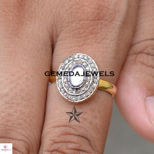 Sale! Polki Diamond Ring, 925 Sterling Silver Ring, Gold Vermeil Jewelry, Pave Diamond Jewelry, Engagement Ring Jewelry, Women Gift Jewelry