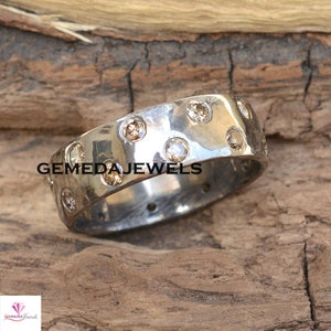 Handmade Pave Diamond 925 Silver Band Ring