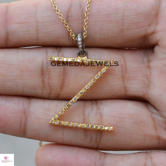 9ct Yellow Gold Real Diamond Initial Pendant A - Z on 18 inch