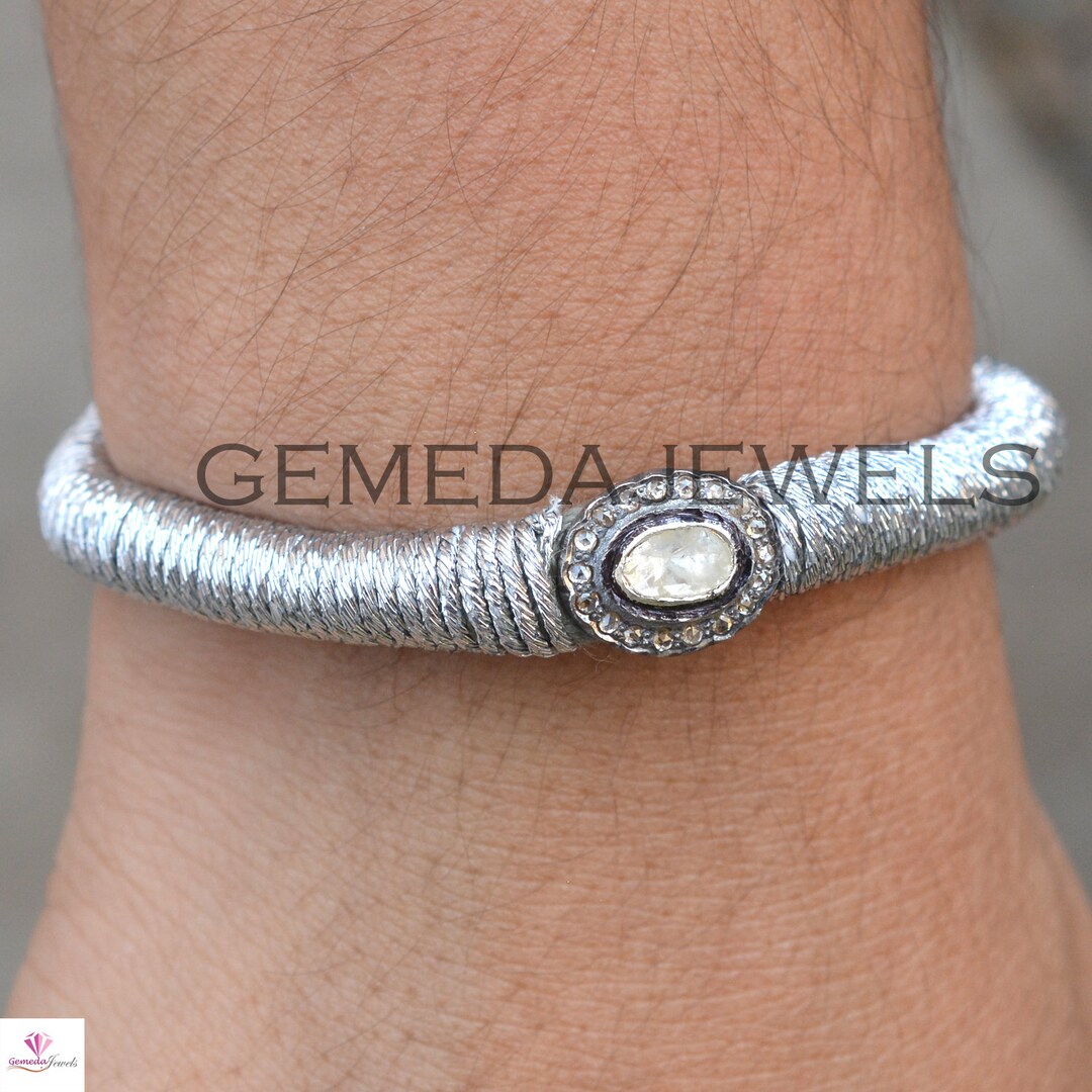 Pure Silver Polki Bracelet